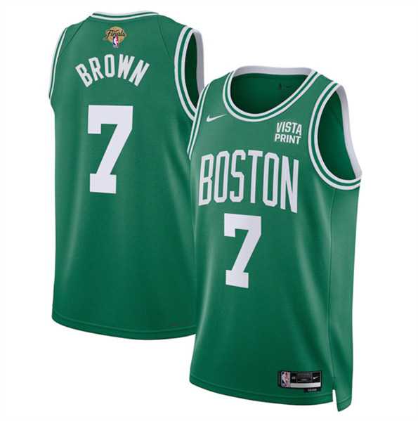 Men%27s Boston Celtics #7 Jaylen Brown Kelly Green 2024 Finals Icon Edition Stitched Basketball Jersey Dzhi